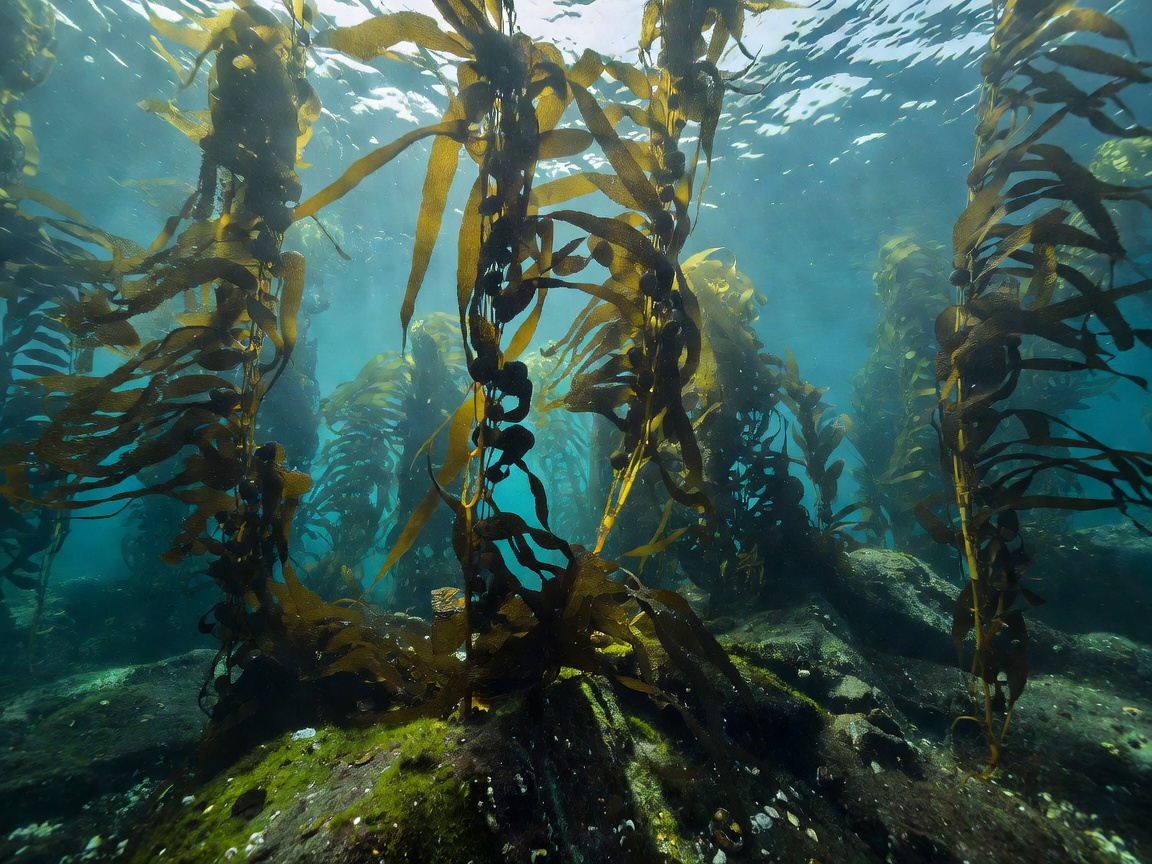 Dense kelp forest underwater structure